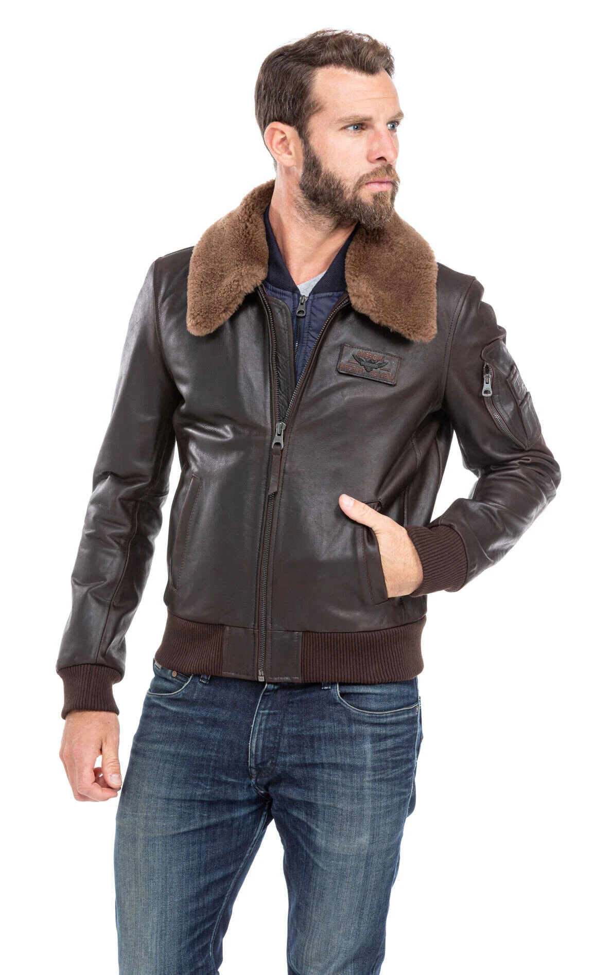 REDSKINS Blouson Cuir Homme Marron "COMMANDER STRIKING" – Image 4