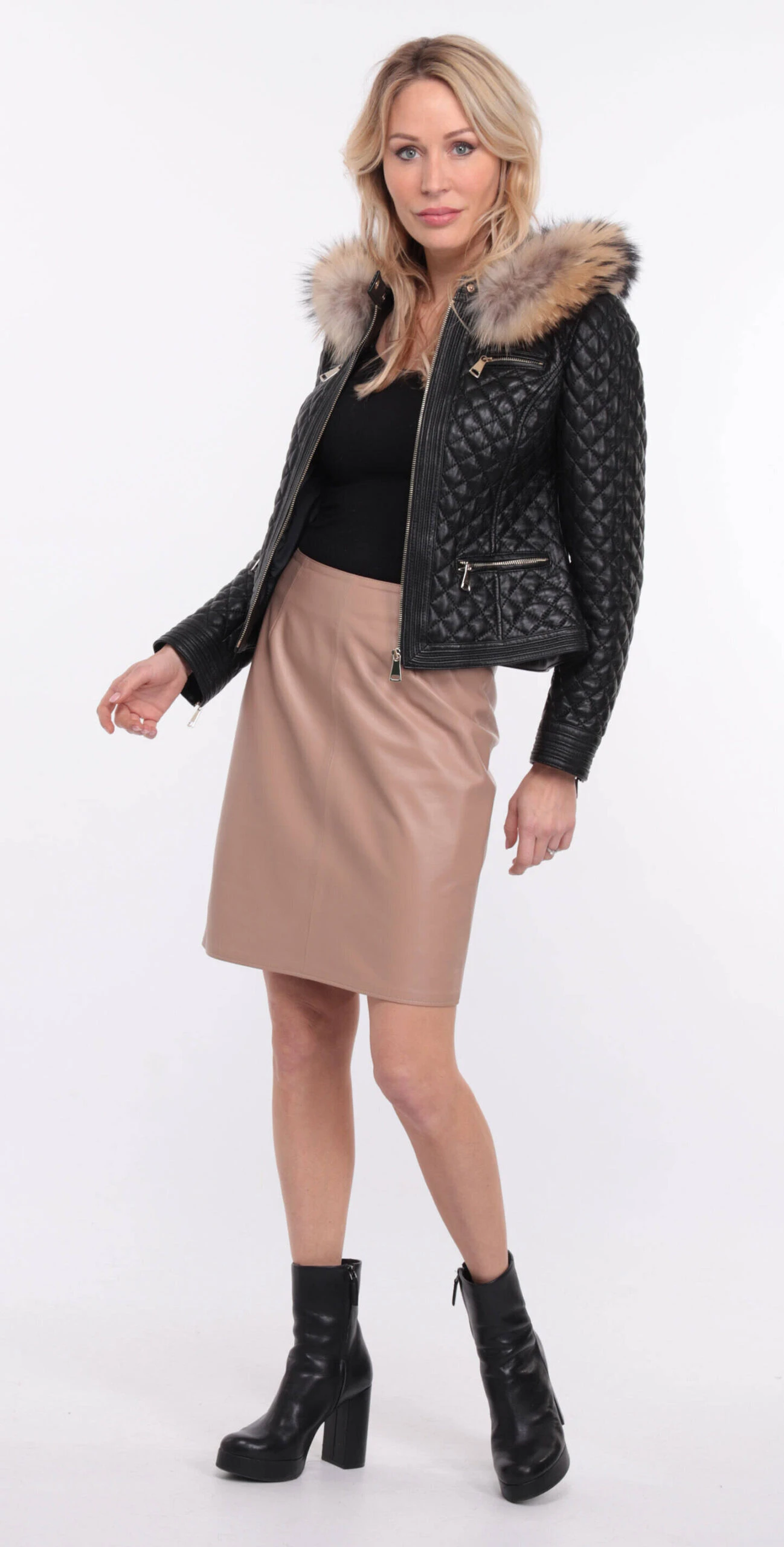 Blouson Cuir Femme Agneau Noir " KATY " 6 Blouson Cuir Femme Agneau Noir " KATY " â Image 6