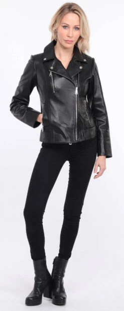 Blouson Cuir Femme Biker Noir " ELISE " -Maroquinerie blouson cuir noir elsa 11 071907900 1153 01072023 scaled