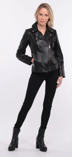 Blouson Cuir Femme Biker Noir " ELISE " -Maroquinerie blouson cuir noir elsa 14 039430300 1153 01072023 scaled