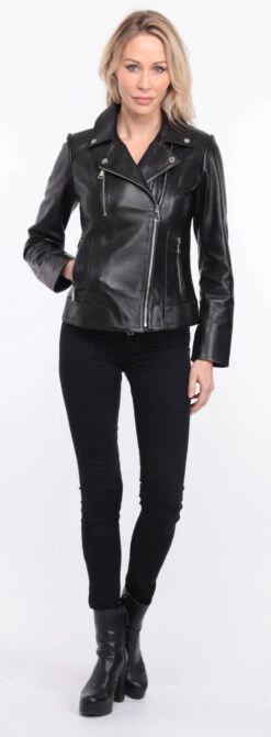 Blouson Cuir Femme Biker Noir " ELISE " -Maroquinerie blouson cuir noir elsa 15 006481900 1153 01072023 scaled