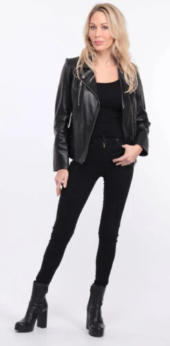 Blouson Cuir Femme Biker Noir " ELISE " -Maroquinerie blouson cuir noir elsa 1 070519500 1153 01072023 scaled