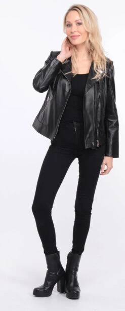 Blouson Cuir Femme Biker Noir " ELISE " -Maroquinerie blouson cuir noir elsa 2 074985400 1153 01072023 scaled