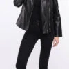 Blouson Cuir Femme Biker Noir " ELISE "