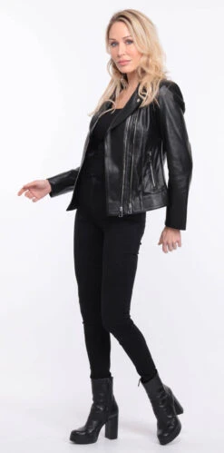 Blouson Cuir Femme Biker Noir " ELISE " -Maroquinerie blouson cuir noir elsa 4 042090100 1153 01072023 scaled