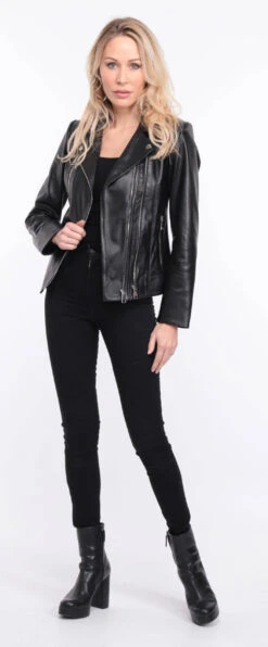 Blouson Cuir Femme Biker Noir " ELISE " -Maroquinerie blouson cuir noir elsa 6 081543800 1153 01072023 scaled