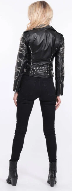 Blouson Biker Femme Agneau Noir Clouté " MILENA " -Maroquinerie blouson cuir noir marbella clout 9 019100100 1406 01072023 scaled