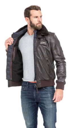 Blouson Marron Patrouille De France "RAFAL YCON" -Maroquinerie blouson cuir pilote redskins 120 patrouille de france 10 075407100 1413 01102019