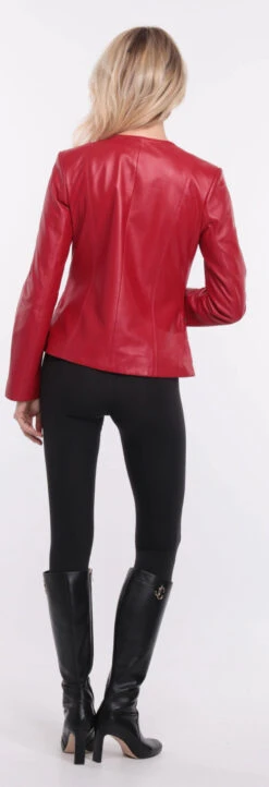 Spencer Cuir Femme Rouge " CHRISTIE " -Maroquinerie blouson cuir rouge chrsista 16 057984400 1155 01072023 scaled