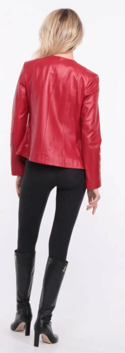 Spencer Cuir Femme Rouge " CHRISTIE " -Maroquinerie blouson cuir rouge chrsista 17 008573100 1155 01072023 scaled