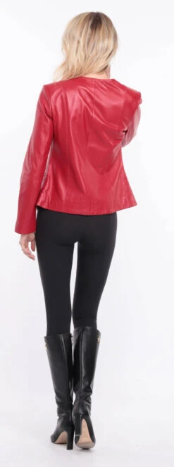 Spencer Cuir Femme Rouge " CHRISTIE " -Maroquinerie blouson cuir rouge chrsista 1 024722400 1155 01072023 scaled