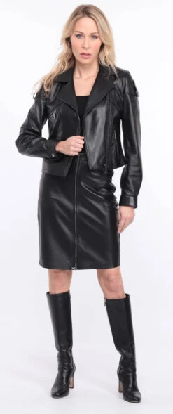 Blouson Biker Agneau Noir Femme " LYNE " -Maroquinerie blouson lyna noir 11 015883600 1407 01072023 scaled