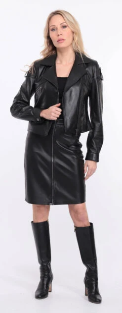 Blouson Biker Agneau Noir Femme " LYNE " -Maroquinerie blouson lyna noir 12 048400900 1407 01072023 scaled