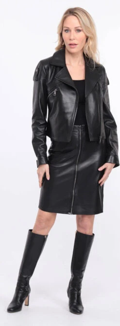 Blouson Biker Agneau Noir Femme " LYNE " -Maroquinerie blouson lyna noir 13 022830500 1407 01072023 scaled