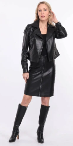 Blouson Biker Agneau Noir Femme " LYNE " -Maroquinerie blouson lyna noir 14 099398300 1407 01072023 scaled