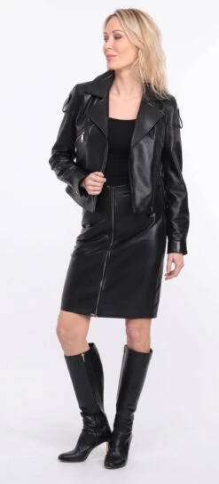 Blouson Biker Agneau Noir Femme " LYNE " -Maroquinerie blouson lyna noir 2 044117700 1407 01072023 scaled