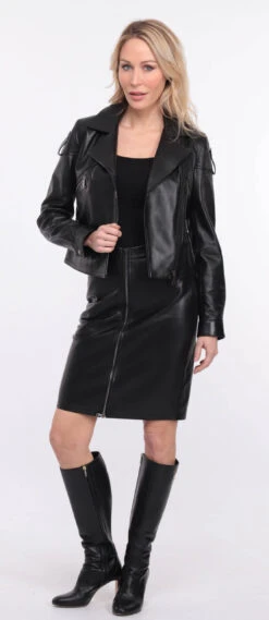 Blouson Biker Agneau Noir Femme " LYNE " -Maroquinerie blouson lyna noir 3 067913200 1407 01072023 scaled