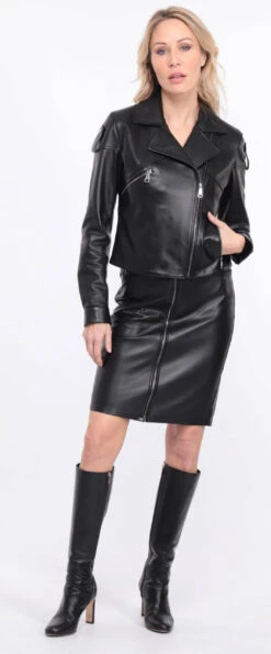 Blouson Biker Agneau Noir Femme " LYNE " -Maroquinerie blouson lyna noir 8 040256100 1407 01072023 scaled