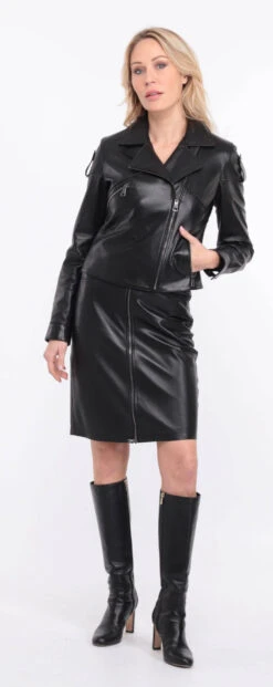 Blouson Biker Agneau Noir Femme " LYNE " -Maroquinerie blouson lyna noir 9 003010700 1407 01072023 scaled