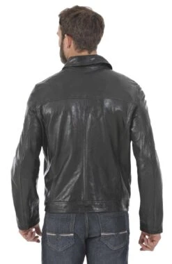 Blouson Cuir Homme Agneau Lavé Noir Sport Mode " 100144 " -Maroquinerie blouson major dos 036981700 1312 16052014