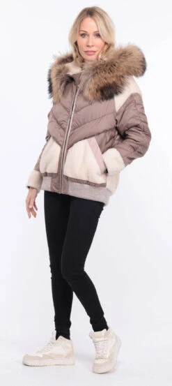 Blouson Tissu Mouton Et Renard Beige " MEVON " -Maroquinerie blouson megeve beige 13 031971500 1405 01072023 scaled