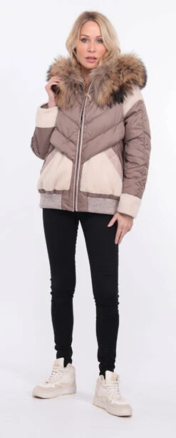 Blouson Tissu Mouton Et Renard Beige " MEVON " -Maroquinerie blouson megeve beige 9 072361000 1405 01072023 scaled