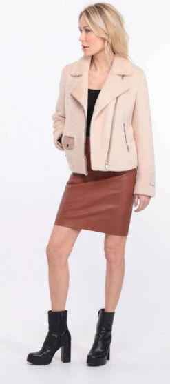 Blouson Femme Alcantara Ecru " MELANIE " -Maroquinerie blouson melrose alcanta ecru 7 022174700 1405 01072023 scaled