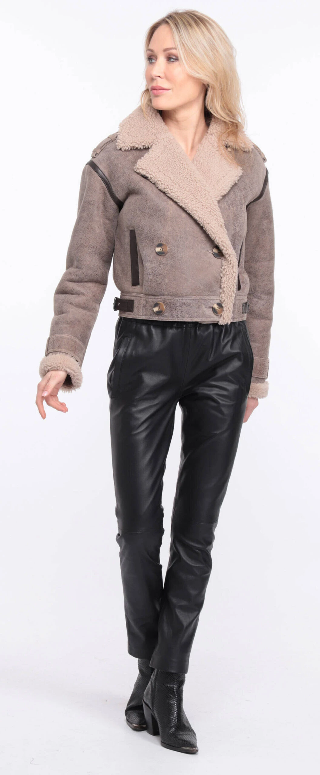 Blouson Cuir Mouton Femme Marron Vieilli " NATALIE " 14 Blouson Cuir Mouton Femme Marron Vieilli " NATALIE " – Image 14