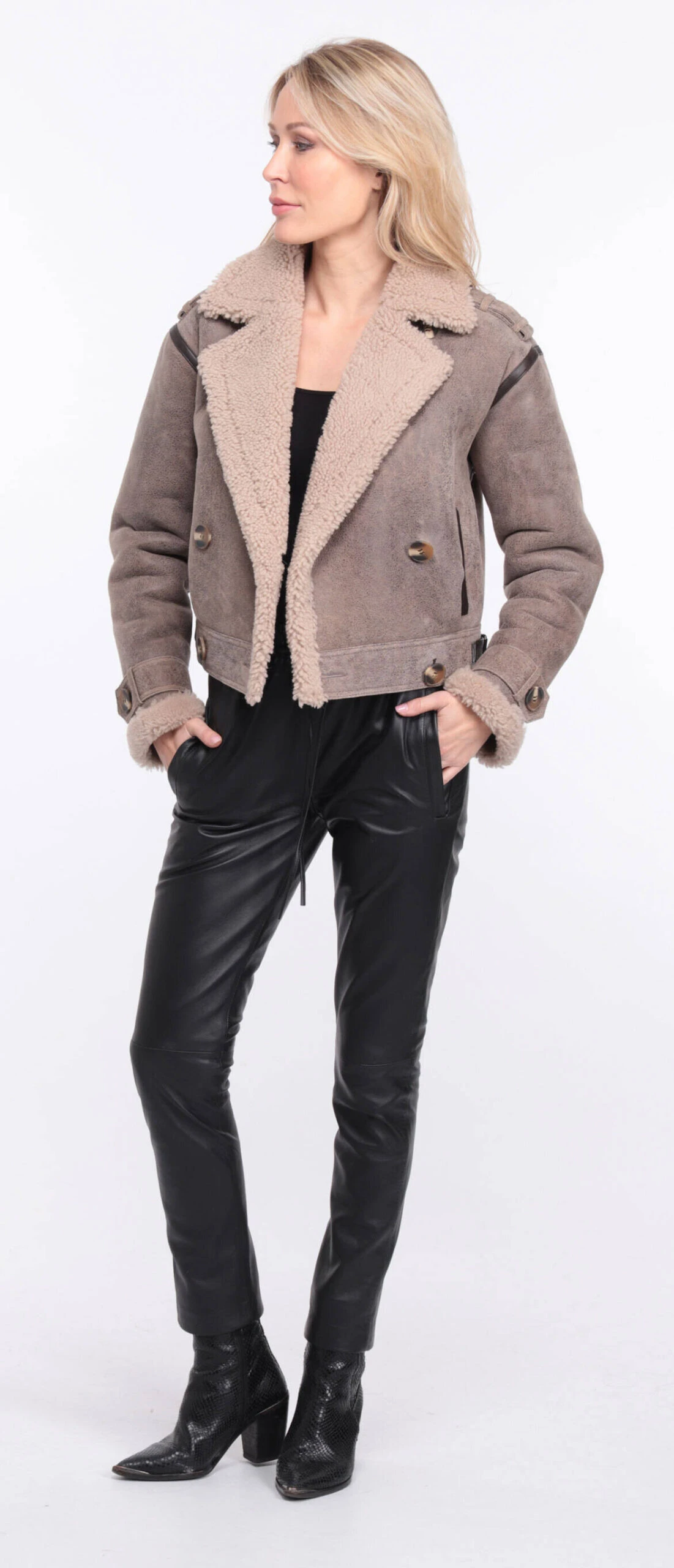 Blouson Cuir Mouton Femme Marron Vieilli " NATALIE " 9 Blouson Cuir Mouton Femme Marron Vieilli " NATALIE " – Image 9