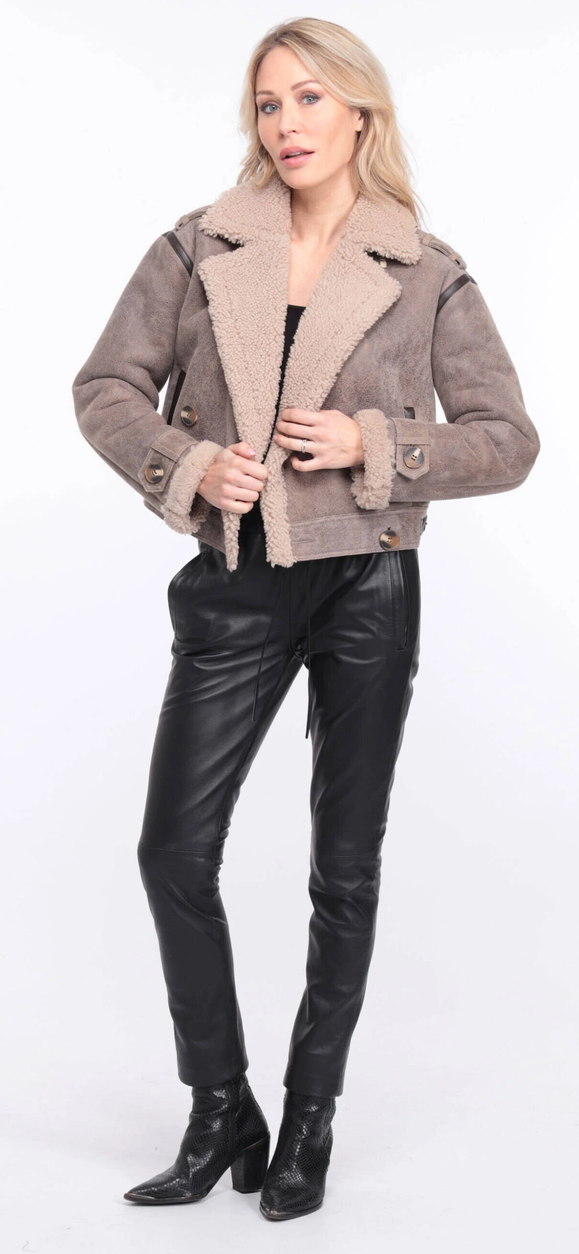 Blouson Cuir Mouton Femme Marron Vieilli " NATALIE " 5 Blouson Cuir Mouton Femme Marron Vieilli " NATALIE " – Image 5