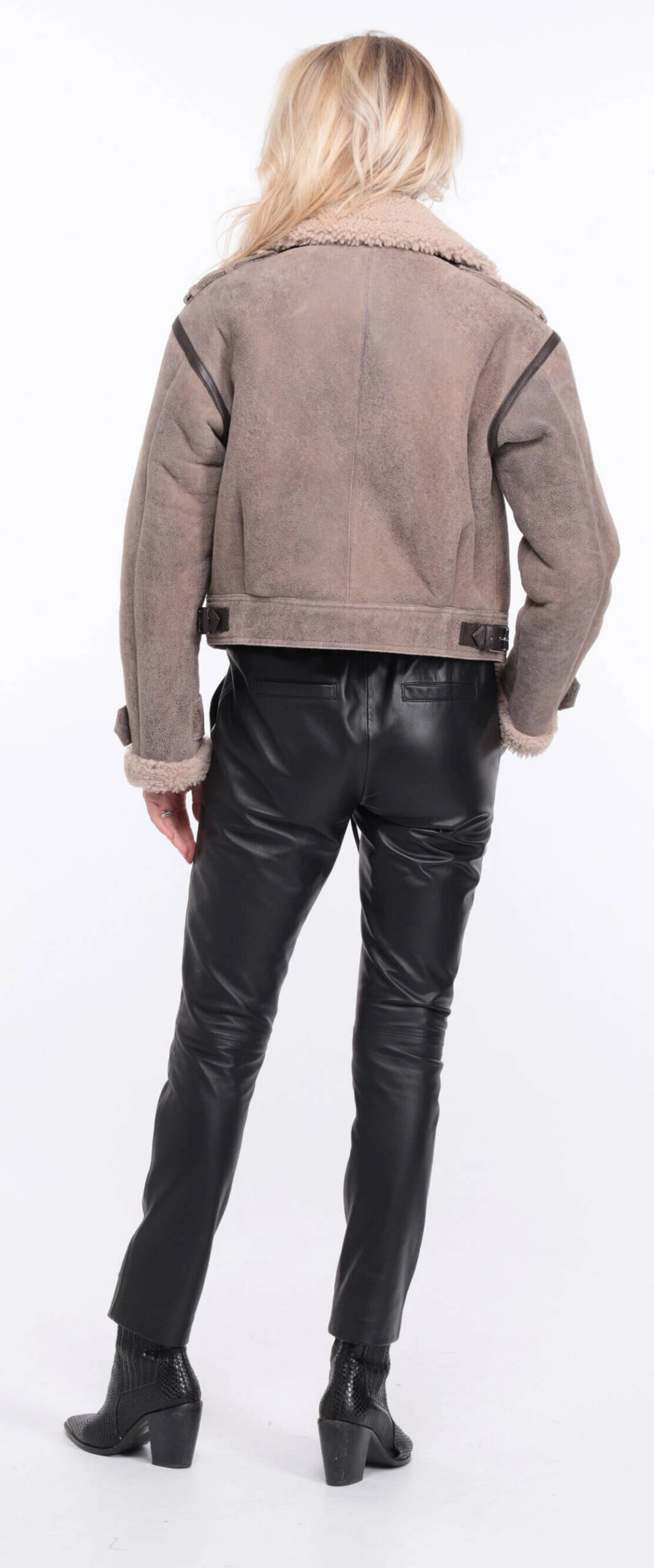 Blouson Cuir Mouton Femme Marron Vieilli " NATALIE " 2 Blouson Cuir Mouton Femme Marron Vieilli " NATALIE " – Image 2