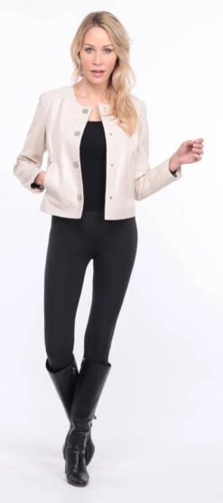 Spencer Cuir Agneau écru " NEW BE " -Maroquinerie blouson new brenda ecru 13 004594000 1402 01072023 scaled