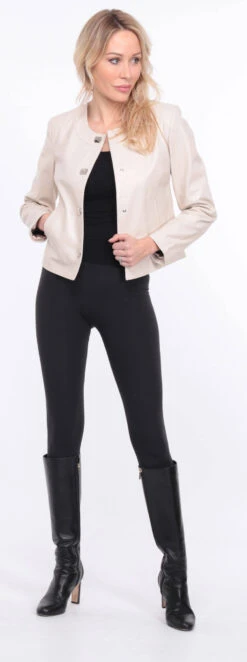 Spencer Cuir Agneau écru " NEW BE " -Maroquinerie blouson new brenda ecru 14 041074300 1402 01072023 scaled