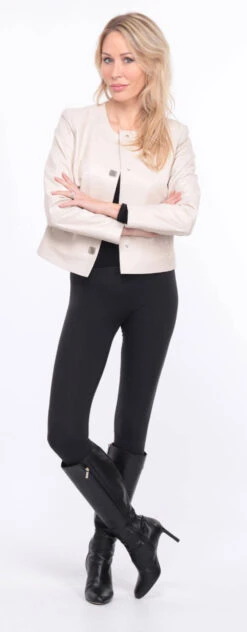 Spencer Cuir Agneau écru " NEW BE " -Maroquinerie blouson new brenda ecru 15 005253400 1402 01072023 scaled