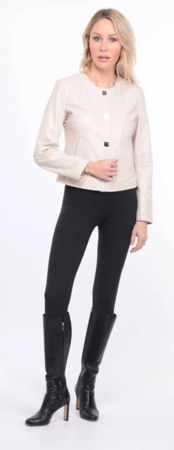 Spencer Cuir Agneau écru " NEW BE " -Maroquinerie blouson new brenda ecru 7 044735100 1402 01072023 scaled