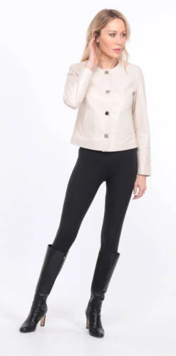 Spencer Cuir Agneau écru " NEW BE " -Maroquinerie blouson new brenda ecru 8 000589500 1402 01072023