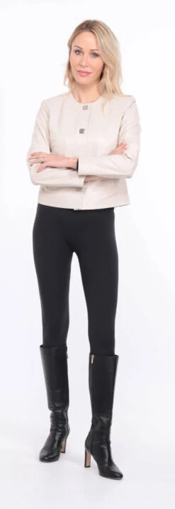 Spencer Cuir Agneau écru " NEW BE " -Maroquinerie blouson new brenda ecru 9 038282200 1402 01072023 scaled