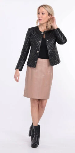 Spencer Cuir Agneau Noir " NEW BE " -Maroquinerie blouson new brenda noir 14 077288400 1401 01072023 scaled