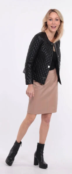 Spencer Cuir Agneau Noir " NEW BE " -Maroquinerie blouson new brenda noir 16 034127600 1401 01072023 scaled