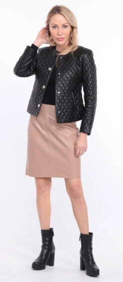 Spencer Cuir Agneau Noir " NEW BE " -Maroquinerie blouson new brenda noir 17 010438900 1401 01072023 scaled