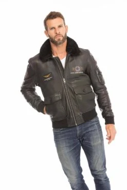 Blouson Cuir Homme Noir " 102424 " 33 Blouson Cuir Homme Noir " 102424 " -Maroquinerie blouson pilote aviateur homme noir 102424 13 074953900 1009 29092023