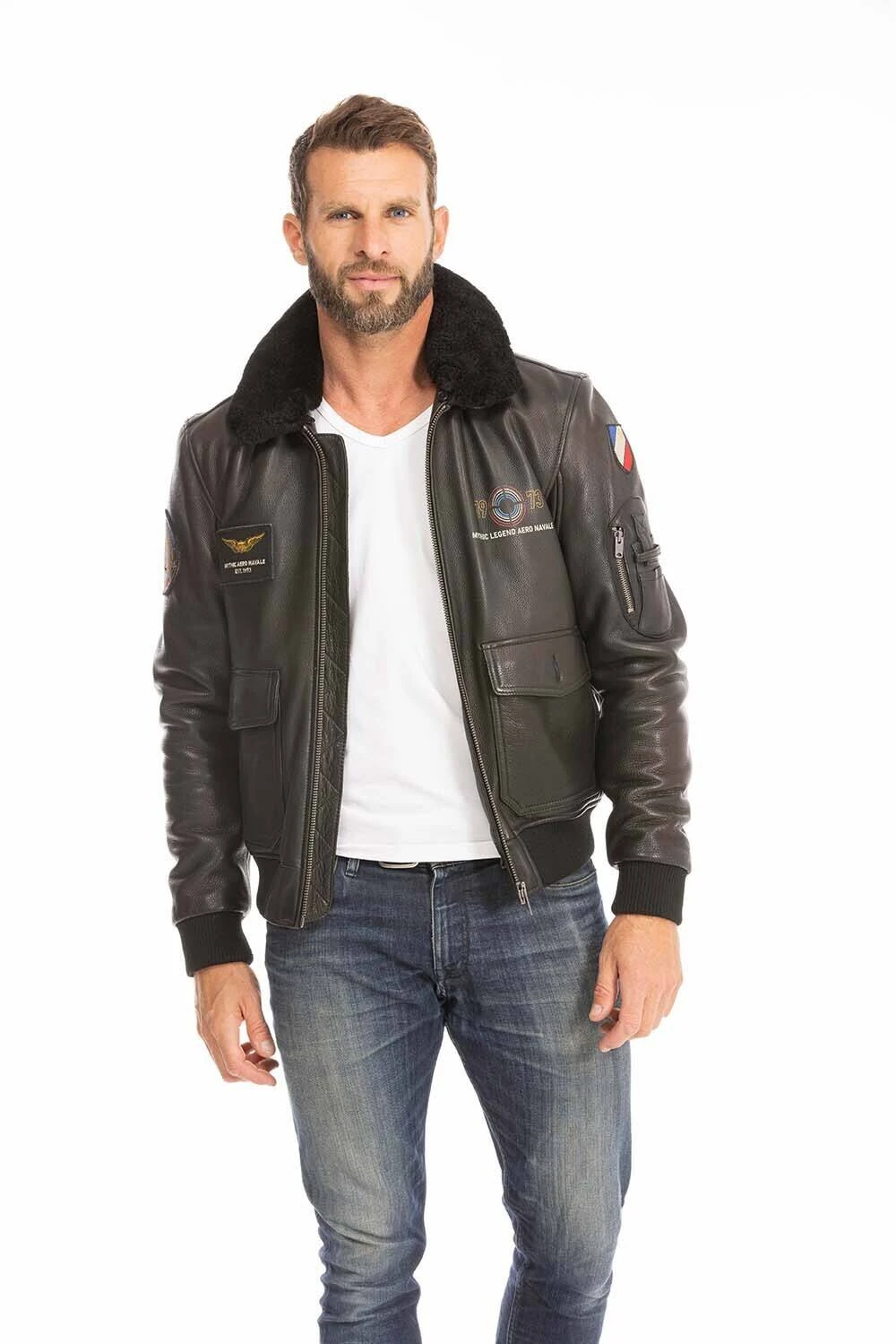 Blouson Cuir Homme Noir " 102424 " 10 Blouson Cuir Homme Noir " 102424 " – Image 10