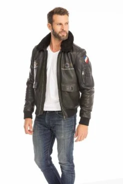 Blouson Cuir Homme Noir " 102424 " 27 Blouson Cuir Homme Noir " 102424 " -Maroquinerie blouson pilote aviateur homme noir 102424 2 004619700 1009 29092023