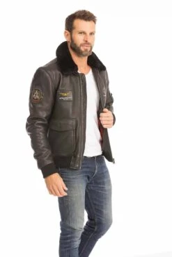 Blouson Cuir Homme Noir " 102424 " 31 Blouson Cuir Homme Noir " 102424 " -Maroquinerie blouson pilote aviateur homme noir 102424 3 095156600 1009 29092023