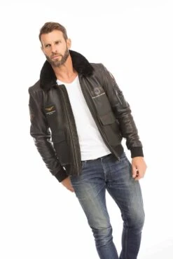 Blouson Cuir Homme Noir " 102424 " 25 Blouson Cuir Homme Noir " 102424 " -Maroquinerie blouson pilote aviateur homme noir 102424 4 019422900 1009 29092023