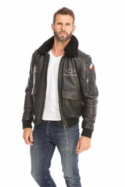 Blouson Cuir Homme Noir " 102424 " 21 Blouson Cuir Homme Noir " 102424 " -Maroquinerie blouson pilote aviateur homme noir 102424 5 014583700 1009 29092023