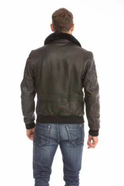 Blouson Cuir Homme Noir " 102424 "