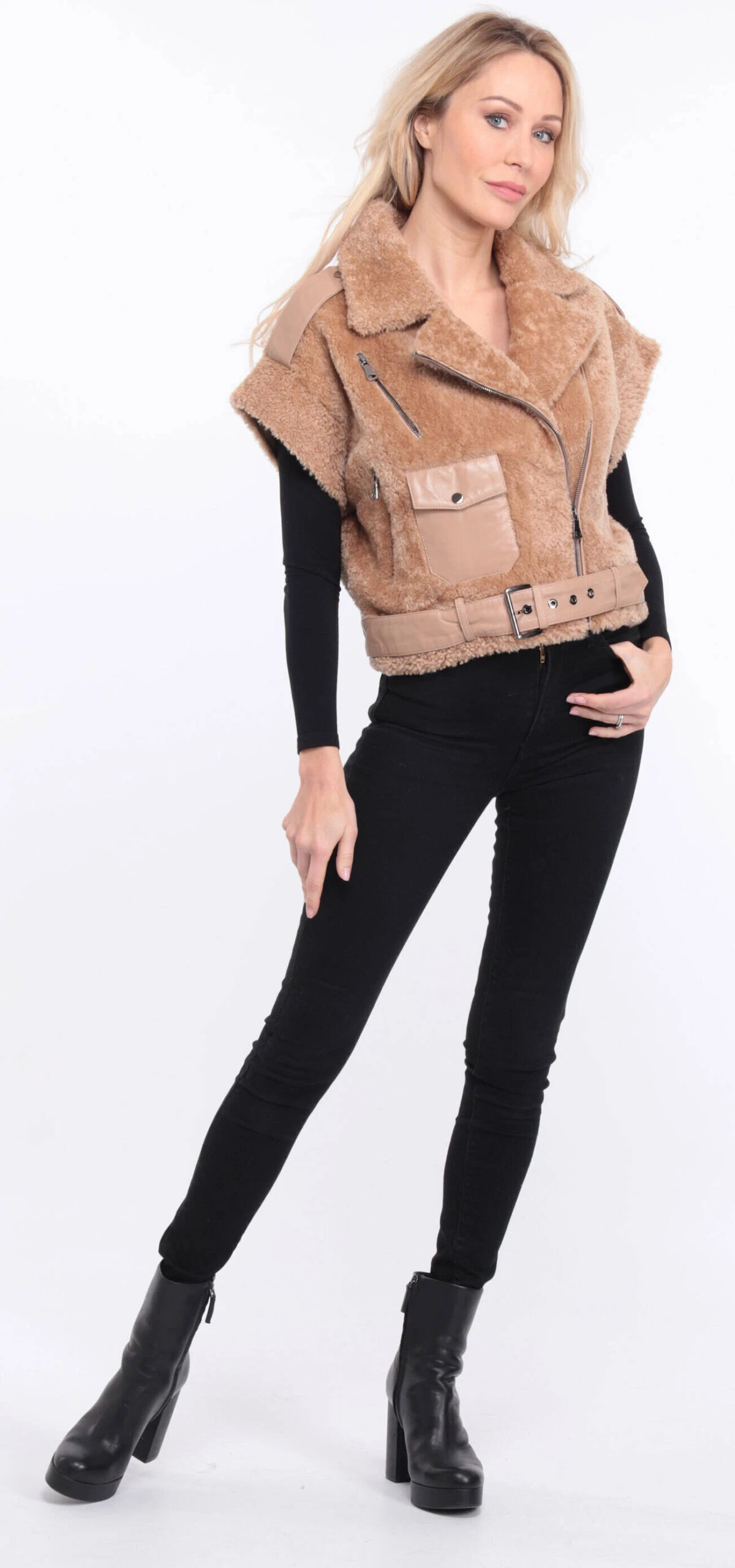 Gilet Sans Manches Mouton Camel Femme " SIE " 15 Gilet Sans Manches Mouton Camel Femme " SIE " – Image 15