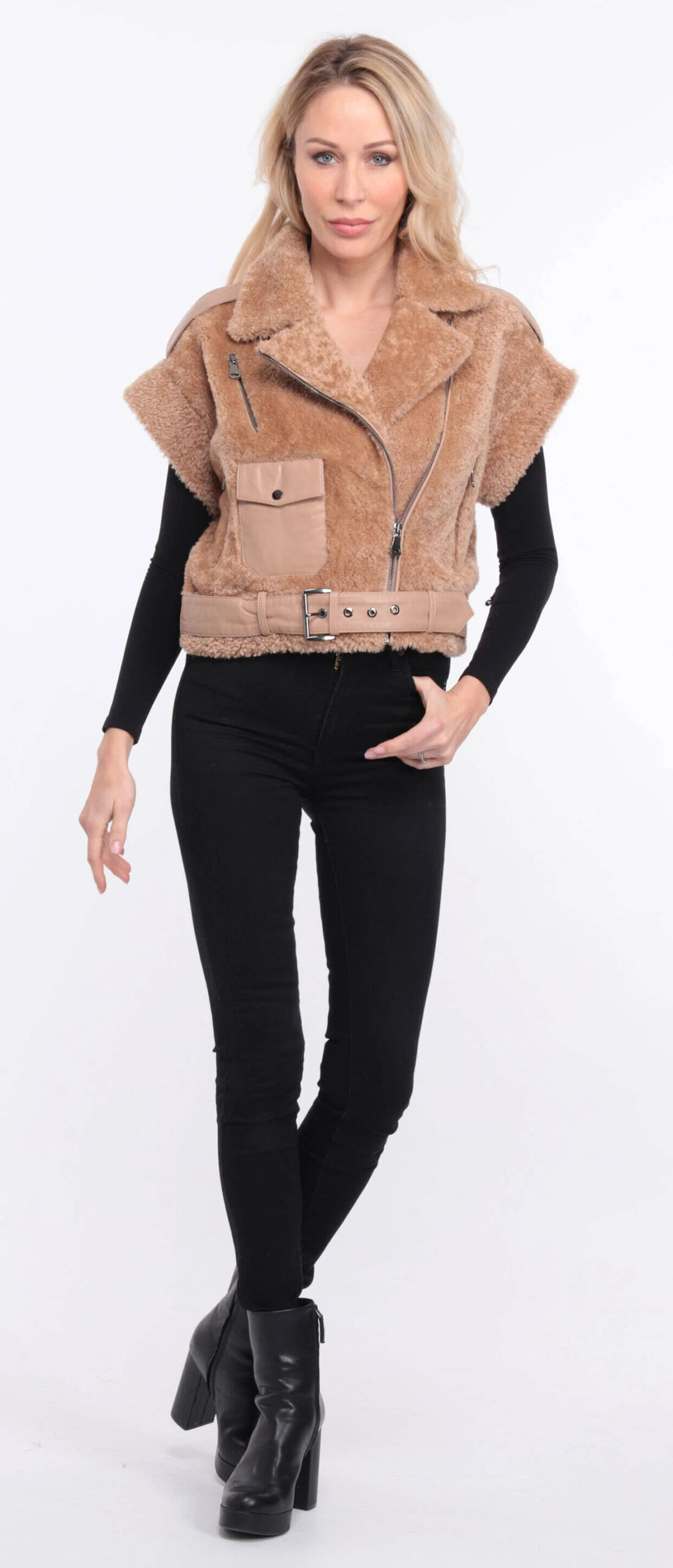 Gilet Sans Manches Mouton Camel Femme " SIE " 13 Gilet Sans Manches Mouton Camel Femme " SIE " – Image 13