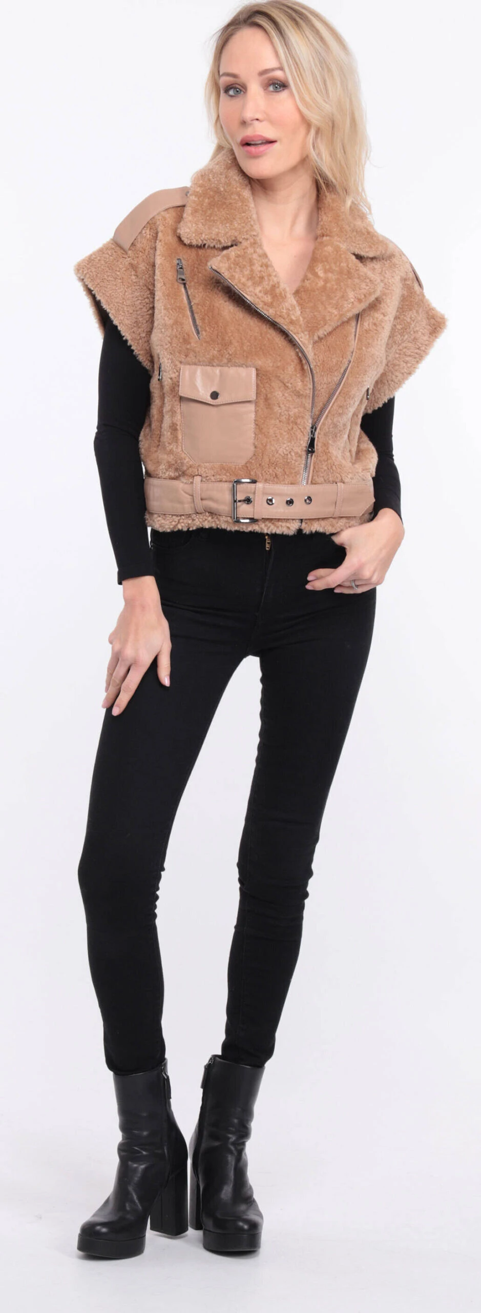 Gilet Sans Manches Mouton Camel Femme " SIE " 14 Gilet Sans Manches Mouton Camel Femme " SIE " – Image 14